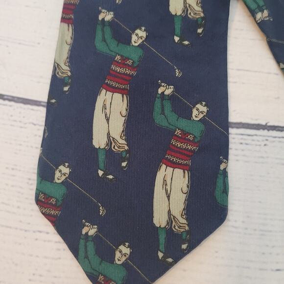 Robert Talbott Size OS Golfer Print Tie Pebble Beach Vintage Novelty Accessory - Picture 2 of 4